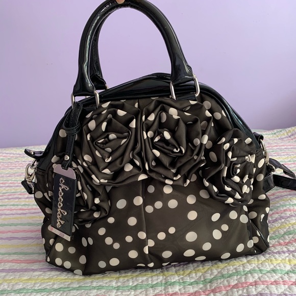 NWOT!💛Chocolate Polka Dot Handbag - Picture 2 of 9
